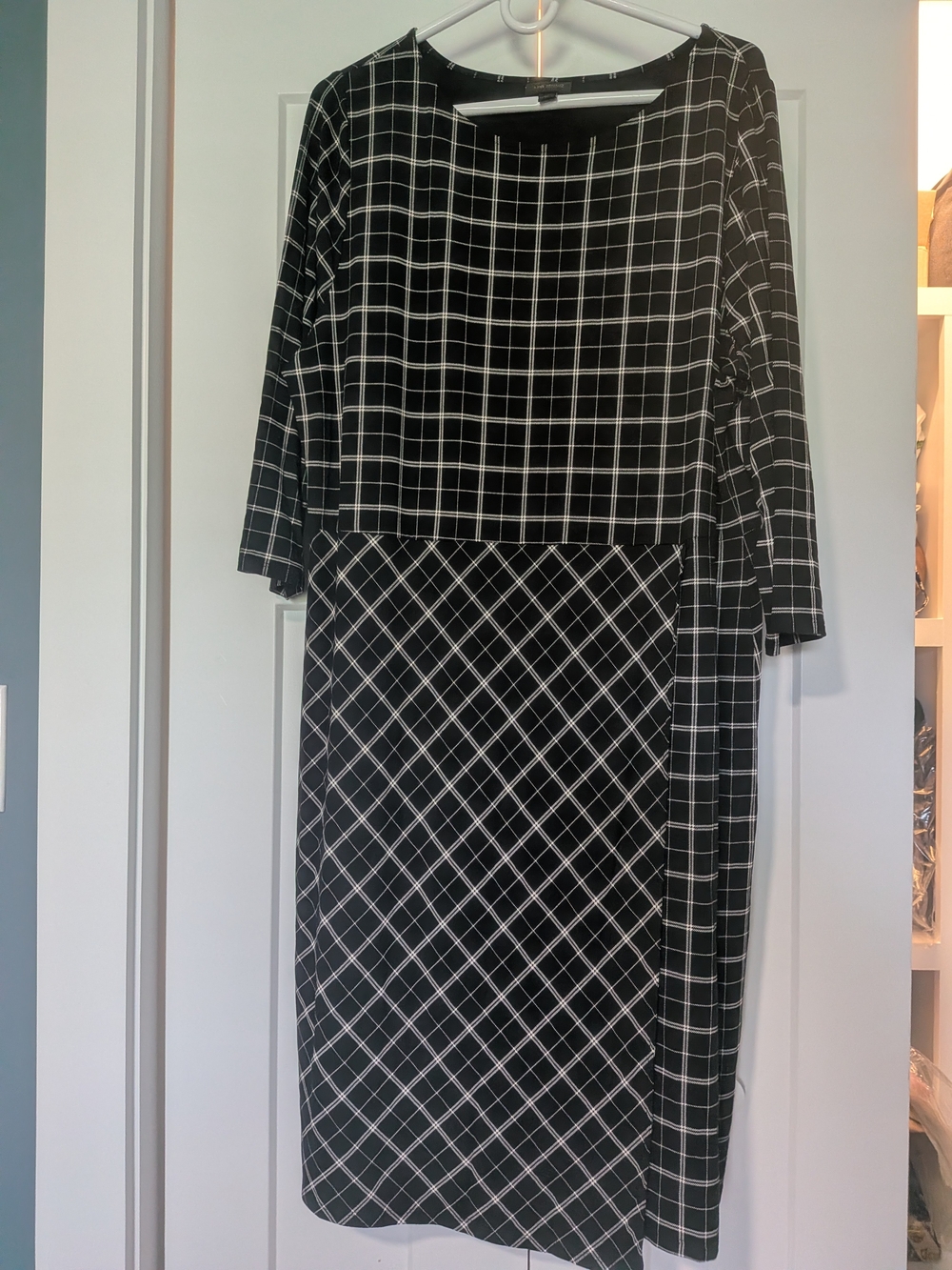 J. Jill Wearever Collection Black And White Stretch Faux Wrap Dress Size XL